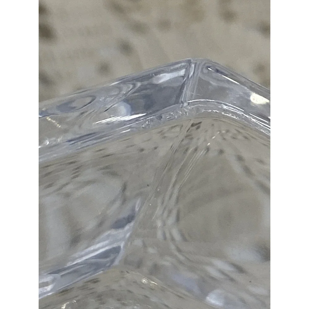 Leaded Crystal Catchall Trinket Dish Octogonal Decorative Pin Tray Floral Motif